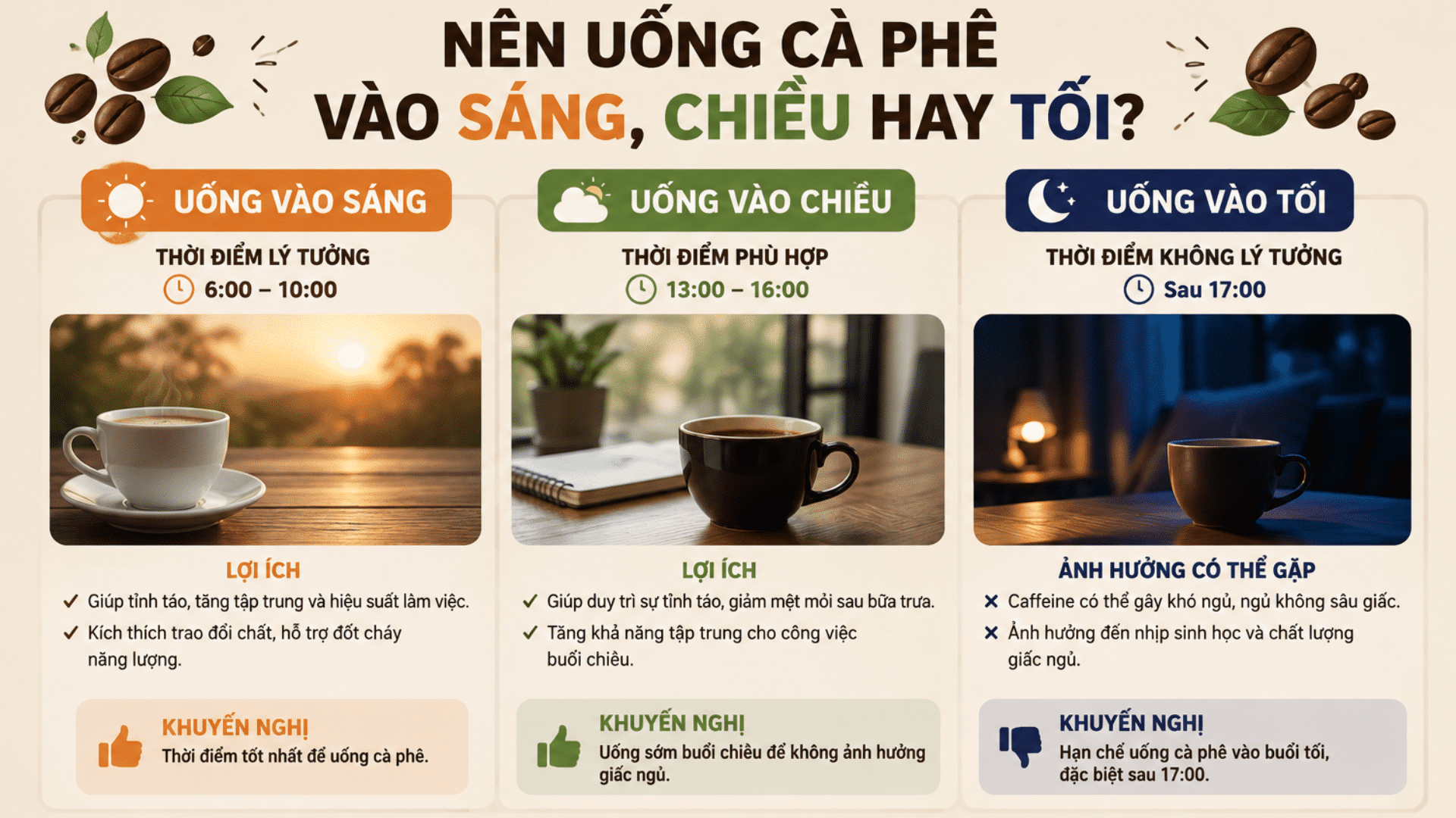 Thời điểm uống cà phê hiệu quả