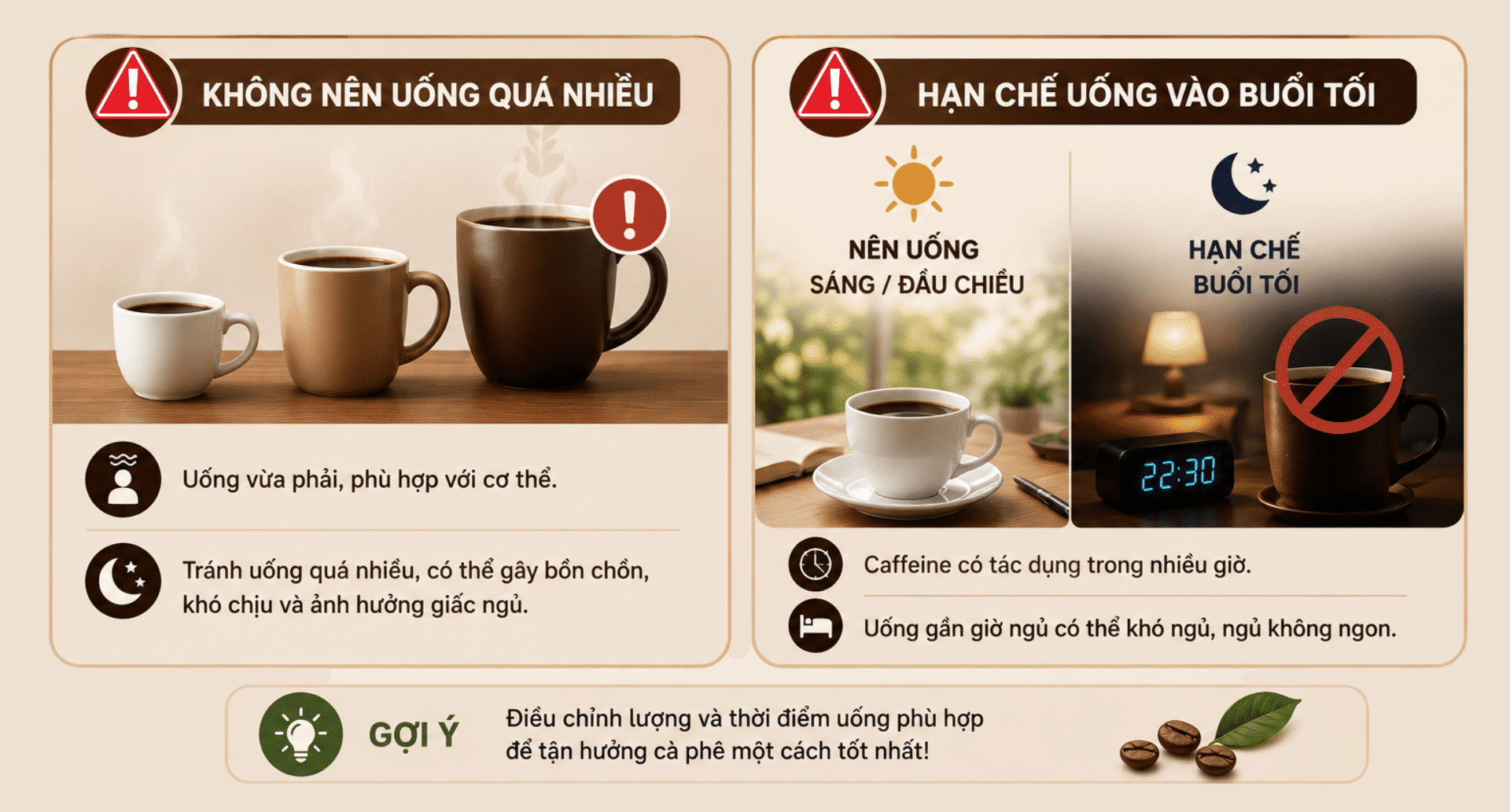 2 lưu ý khi uống cà phê mỗi ngày